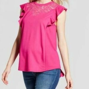 Isabel Pink Lace Maternity Top Size XSmall
